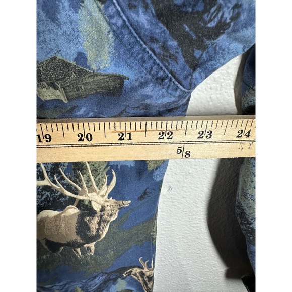 Cabelas Mens Elk Forest Landscape Button Up Shirt L G - Picture 3 of 6